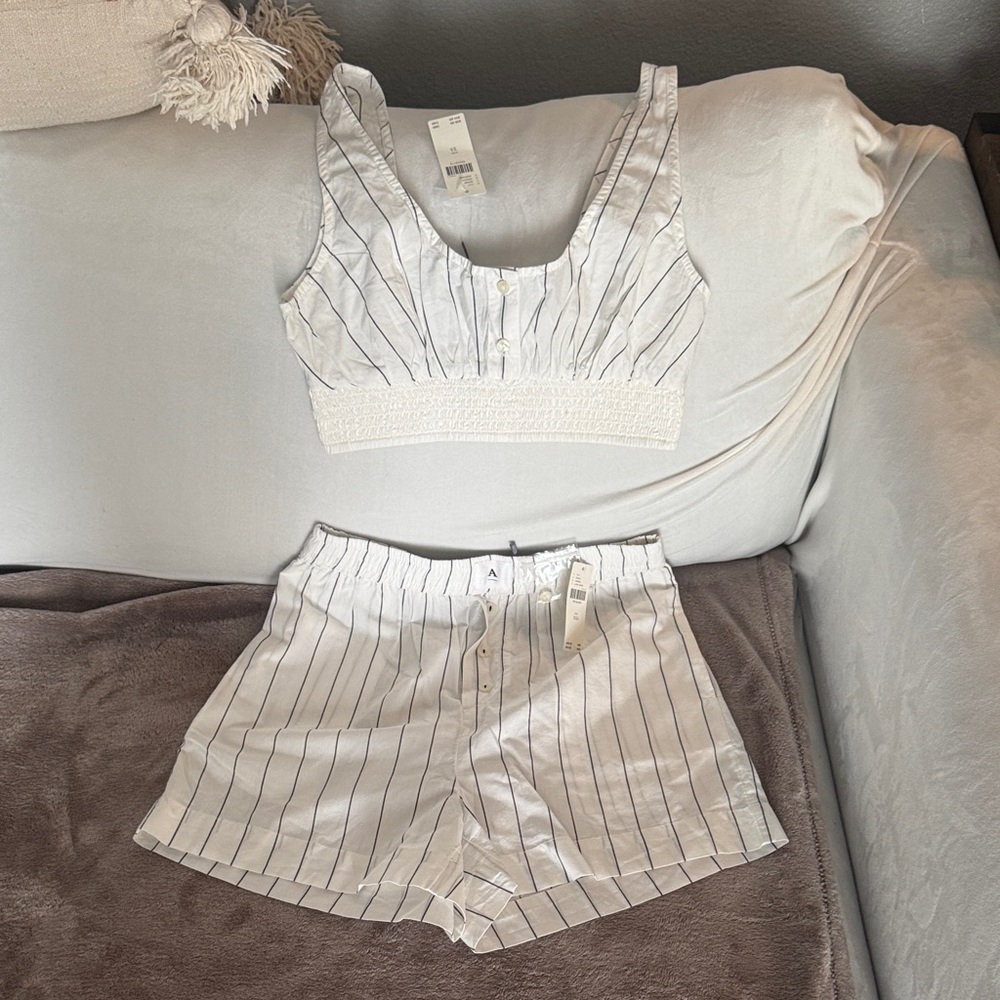 By Anthropologie Striped the Wren Boxer Shorts and Boxer Bralette